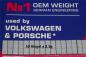 Preview: 50x 2,5g Klebegewichte Hofmann Typ 358 OEM Zink silber 19x6,5mm VW+Porsche