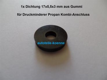 1x Dichtung für Druckminderer, Gummi für Propan Kombi-Anschluss, 17x5,5x3 mm #