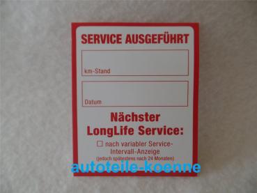 10x Service Ausgeführt Nächster Longlife Service Aufkleber Zettel Etikett