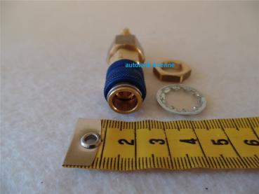 Preview: Schnellkupplung NW 5 mit Anschlusstülle Ø 5mm blau zum Geräteeinbau geschraubt # Preview: Schnellkupplung NW 5 mit Anschlusstülle Ø 5mm blau zum Geräteeinbau geschraubt #