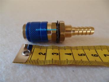 Schnellkupplung NW 5 mit Anschlusstülle Ø 8mm blau zum Geräteeinbau geschraubt #