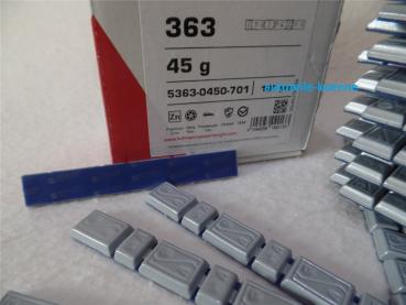 Preview: 100x 45g Klebegewichte Hofmann Typ 363 Zink Stückelung 3x5 + 3x10 Gramm OEM Preview: 100x 45g Klebegewichte Hofmann Typ 363 Zink Stückelung 3x5 + 3x10 Gramm OEM