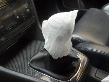 Preview: 500 Einweg PE Schaltknaufschoner Werkstattschoner Schalthebel Schoner Gummizug