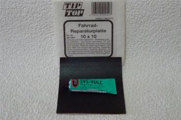 Fahrrad Reparaturplatte 10x10cm + 10g Vulkanisierflüssigkeit Schlauchreparatur