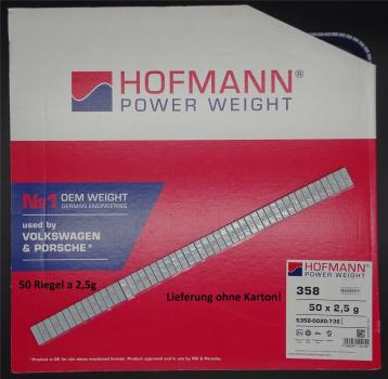 50x 2,5g Klebegewichte Hofmann Typ 358 OEM Zink silber 19x6,5mm VW+Porsche