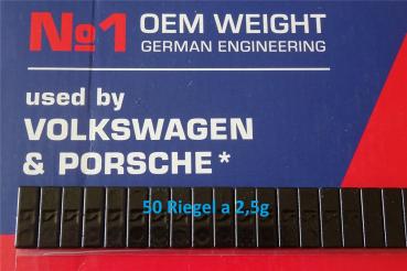 50x 2,5g Klebegewichte Hofmann Typ 358 OEM Zink schwarz 19x6,5mm VW+Porsche