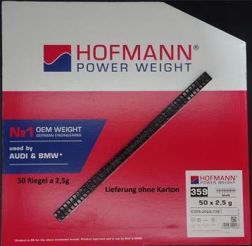 50x 2,5g Klebegewichte Hofmann Typ 359 OEM Zink schwarz 15x5mm Audi+BMW