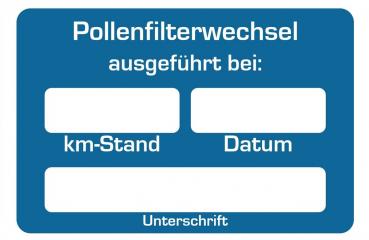 20x Pollenfilterwechsel Serviceaufkleber Wartung Auto PKW
