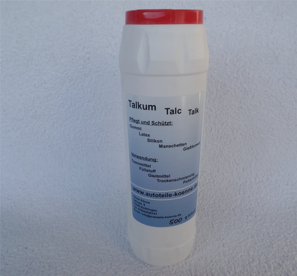 autoteile-koenne - 1x 500g Talkum Streudose Talc Talcum Talk Schlauch  Reifen Latex Gummi Pflege