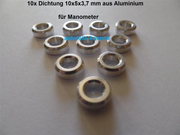 10x Dichtung für Manometer Alu 10x5x3,7 mm Aluminiumdichtung #
