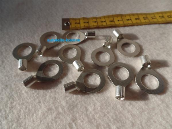 10x Kerbkabelschuhe 10mm² Bohrung Ø 12mm verzinnt und verlötet DIN 46234 #