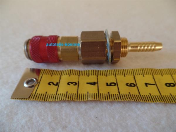 Schnellkupplung NW 5 mit Anschlusstülle Ø 5mm rot zum Geräteeinbau geschraubt #