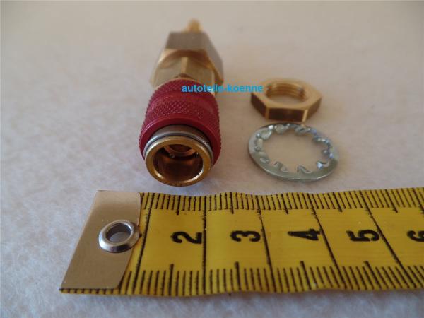 Schnellkupplung NW 5 mit Anschlusstülle Ø 5mm rot zum Geräteeinbau geschraubt #