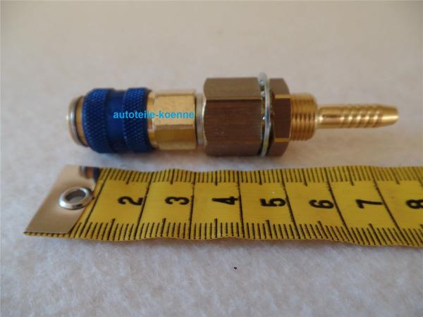 Schnellkupplung NW 5 mit Anschlusstülle Ø 5mm blau zum Geräteeinbau geschraubt #