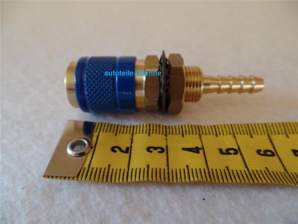 Schnellkupplung NW 5 mit Anschlusstülle Ø 6mm blau zum Geräteeinbau geschraubt #