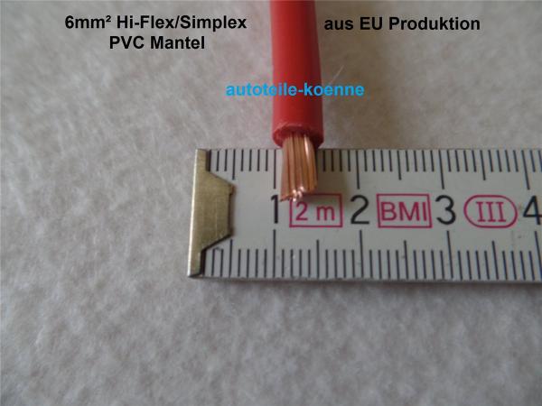 Schweißkabel Hi-Flex/Simplex, Meterware, 6 mm², PVC Mantel, rot #
