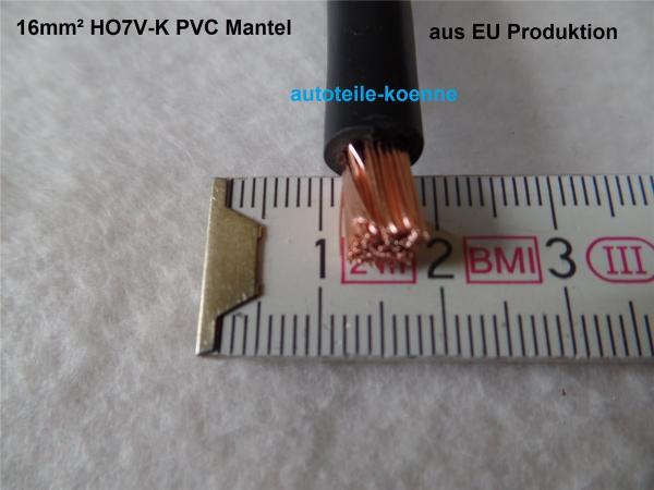 Batteriekabel 16mm², Schwarz, PVC, H07V-K Meterware Länge wählbar #