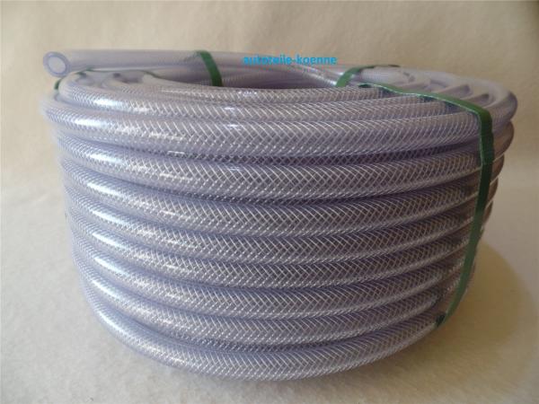 1m Gewebeschlauch PVC Querschnitt 9x3,0 mm klar bis ca. 16 bar Meterware #