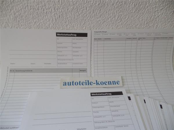 50x DIN A4 Werkstattauftrag KFZ Reparatur Auftragskarten Arbeitskarten