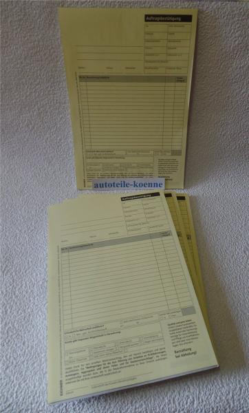 100x DIN A4 KFZ Reparatur Auftragskarten Arbeitskarten selbstdurchschreibend