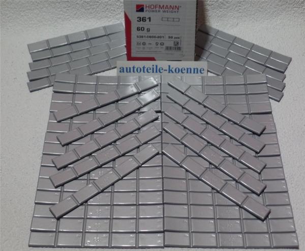 50x 60g Klebegewichte Hofmann Typ 361 Zink beschichtet OEM Linie Dicke 3,8mm