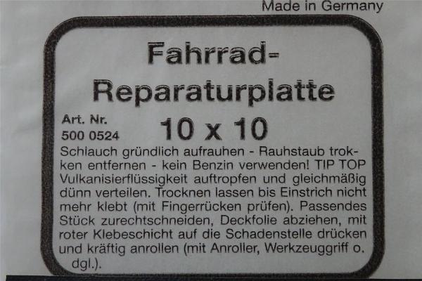Fahrrad Reparaturplatte 10x10cm + 10g Vulkanisierflüssigkeit Schlauchreparatur