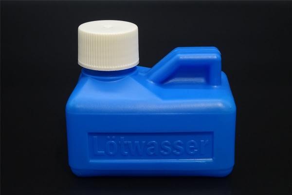 Lötwasserflasche, leer, Farbe: blau,125 ml Fassungsvermögen, Boden 75x55mm #