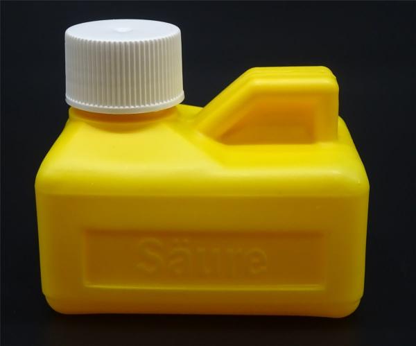 Säureflasche, leer, Farbe: gelb,125 ml Fassungsvermögen, Boden 75x55mm #