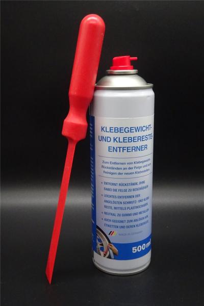 500ml Kleberesteentferner 1x Kunststoffschaber Alufelgen Klebegewichte Entferner